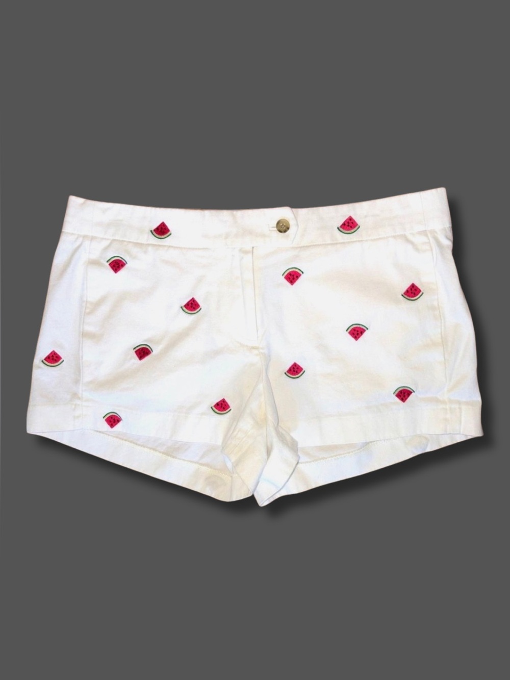 J.Crew Watermelon Embroidered Shorts Women’s 8 White Preppy Summer